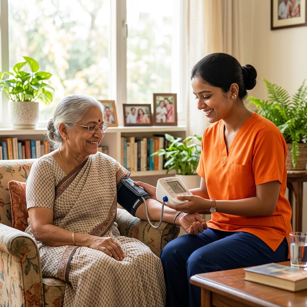 Nurse Checking Blood Pressure at Home