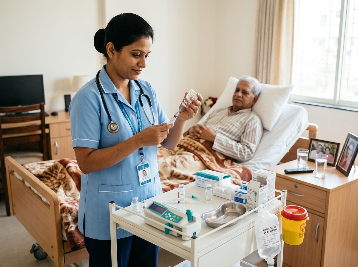 Nurse Administering Medication at Home
